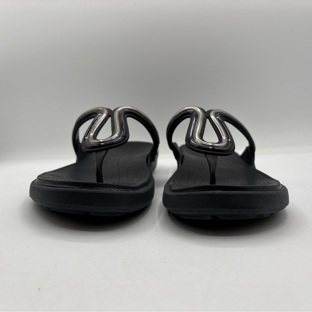 Crocs Sanrah Metal Block Wedge Black Women’s Size 10 205470 Dual Comfort Sandal - Picture 8 of 16